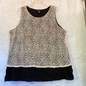 Shannon Ford Plus Size 3X  Sleeveless Crochet Lace Overlay Tunic Top Blouse